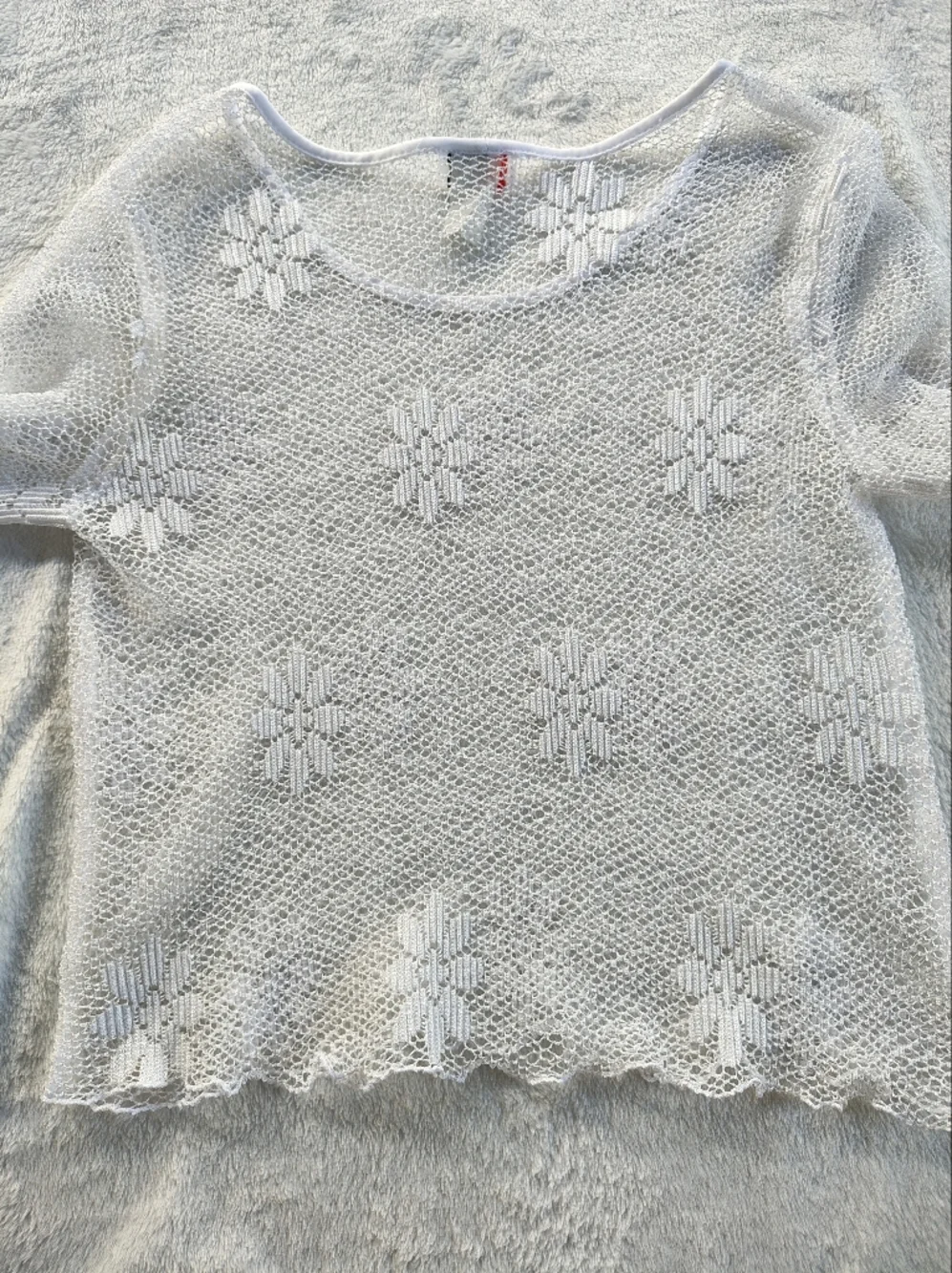 Wild Cat Sheer Crochet Knit Long Sleeve Top - White - Picture 4 of 8